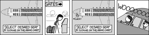 Another very humorous hypothetical situation has been proposed by the Author. He suggests that one could click on the pilot’s seat during the airline ticketing process, thus becoming the pilot and actually flying the plane. He further suggests that this would be an enjoyable experience for the would-be pilot.