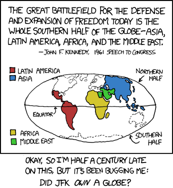 In order to satiate His desire to draw an infographic for a single, small piece of information, the Author has sourced a quote from President John F. Kennedy that is 35 years older than himself.
He uses this infographic to make the joke that the president made a geographically incorrect statement. 
Note: one common symptom of Asperger syndrome is a desire to correct people and factual inaccuracies. 