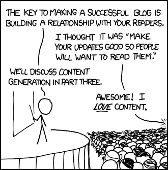 It appears that the Author, in an attempt to increase traffic to his blog and web comic, was fooled into attending a conference on Social Media and was disappointed in its offerings. These conferences are organized and run by self-proclaimed &#8220;Social Media Experts&#8221;, which generally translates to &#8220;I either have an english degree or none at all, have no technical skills, cannot create anything of value - but I still need a job.&#8221;  
These &#8220;experts&#8221; generally talk people (like the Author) into listening to them with big promises of traffic and money. They then spout-out useless mantras that don&#8217;t actually mean anything and couldn&#8217;t possible help anyone achieve their selfish goals of attaining internet celebrity. Instead, they merely attempt to create more of themselves - useless people making useless websites that steal or link to content created by others that add nothing but useless page views.